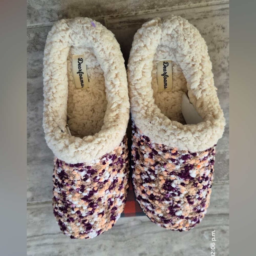 Dearfoams Memory Foam Slippers with Black Soles